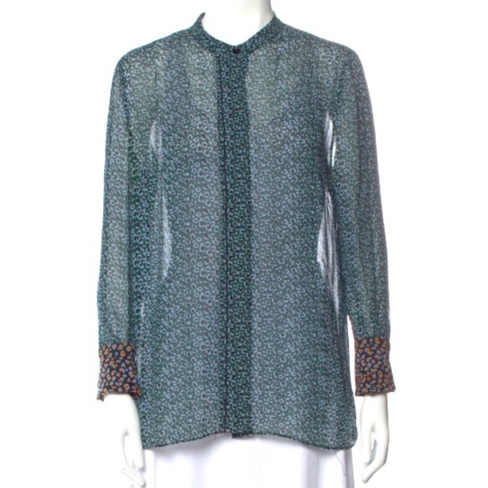 Proenza Schouler Silk Animal Print Button-Up Top